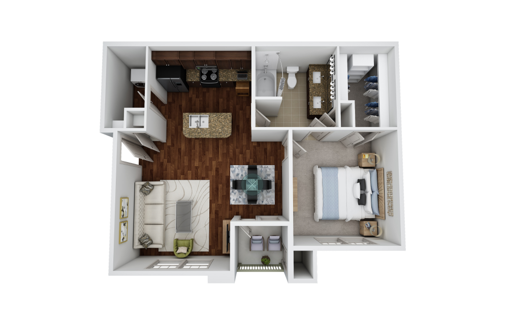 A3 - 1 bedroom floorplan layout with 1 bathroom and 868 square feet